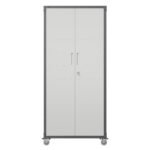 Metal Garage Storage Cabinet With Wheels - Heavy-Duty Tool Storage Cabinet For Home, Office, School, And Garage Organization, Black Gray - Image 9