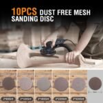 Electric 5mm Random Orbital Sander With Tool Case, Variable Speed Palm Sander With Brushless Motor, 5&6Inch Sanding Pads, Sanders For Woodworking, Primary Wood And Panel Processing - Image 3