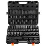 Impact Sockets Set 43pcs 6-Point 1 2in Drive Bit Ratchet Tool Kit Case - Image 2