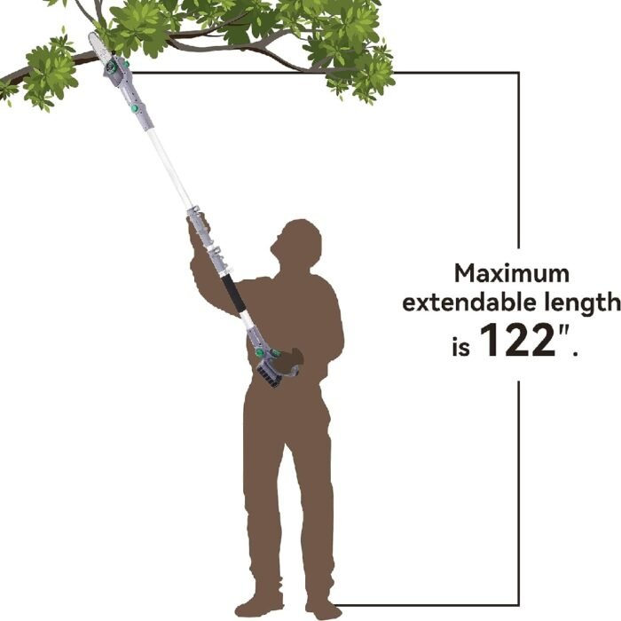 Only Supports Self Pickup-20V 8-Inch Cordless Pole Saw Pole Saw 10-Feet Long, Great For Pruning And Trimming Tree Limbs 2.5Ah Battery, Charger Included - Image 5