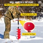 VEVOR Ice Drill Auger,Diameter Nylon Ice Auger,  Length Ice Auger Bit,Auger Drill With  Extension Rod,Auger Bit  Adapter,Top Plate & Blade Guard For Ice Fishing Ice Burrowing Red