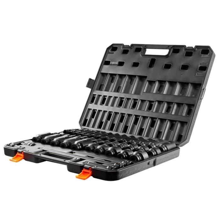 Impact Sockets Set 43pcs 6-Point 1 2in Drive Bit Ratchet Tool Kit Case - Image 1