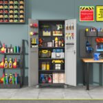 Metal Garage Storage Cabinet With Wheels - Heavy-Duty Tool Storage Cabinet For Home, Office, School, And Garage Organization, Black Gray - Image 3