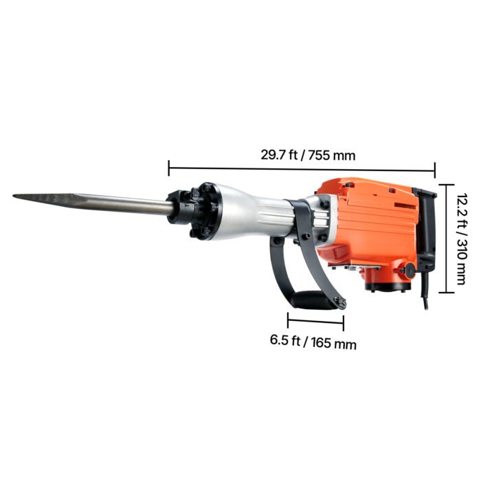 VEVOR Demolition Jack Hammer Concrete Breaker 2200W Electric Hammer 6 Chisel Bits - Image 2