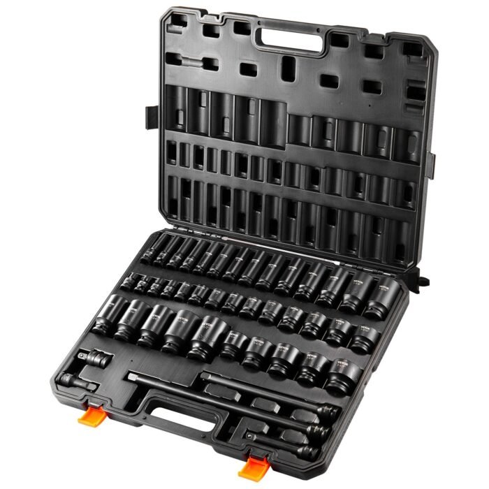 Impact Sockets Set 43pcs 6-Point 1 2in Drive Bit Ratchet Tool Kit Case - Image 8