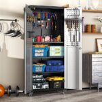 Metal Garage Storage Cabinet With Wheels - Heavy-Duty Tool Storage Cabinet For Home, Office, School, And Garage Organization, Black Gray