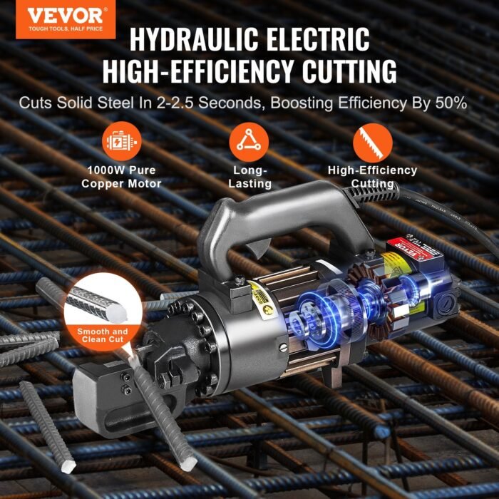 Electric Hydraulic Rebar Cutter Cutting Up - Image 1