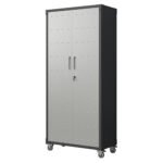 Metal Garage Storage Cabinet With Wheels - Heavy-Duty Tool Storage Cabinet For Home, Office, School, And Garage Organization, Black Gray - Image 2