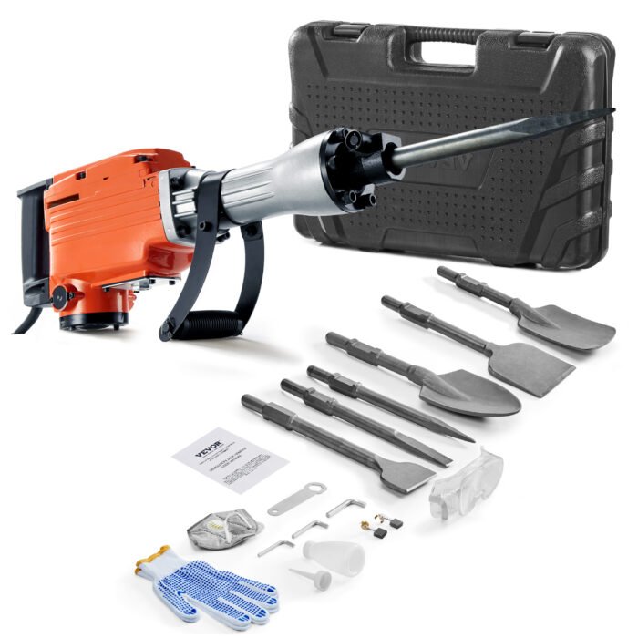 VEVOR Demolition Jack Hammer Concrete Breaker 2200W Electric Hammer 6 Chisel Bits - Image 6